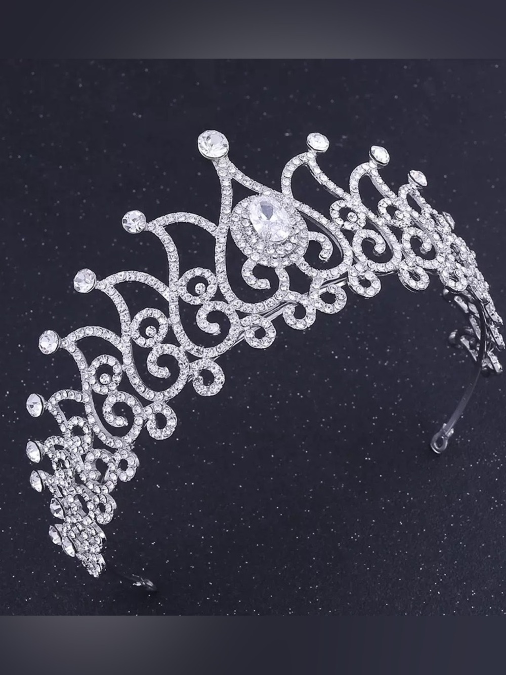 Rhinestone Silver Bridal Tiara - Elegant Crystal Crown